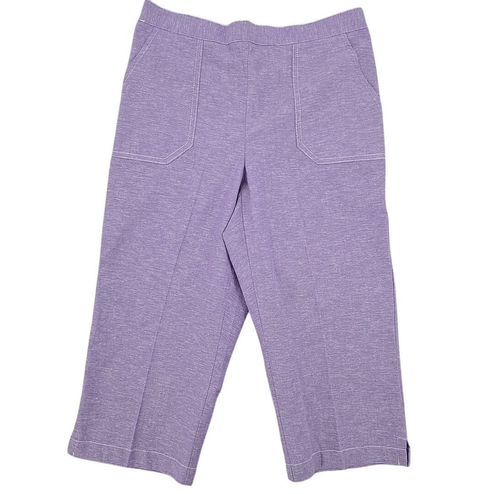 Alfred Dunner‎ NWT Classic Fit Capri 6P Lavender Garden Party Cottagecore Pants